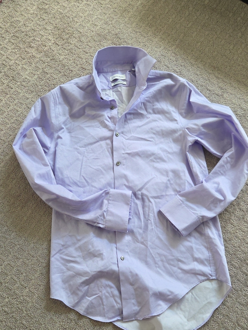 Calvin Klein Lavender Long-Sleeve Dress Shirt Slim Fit
